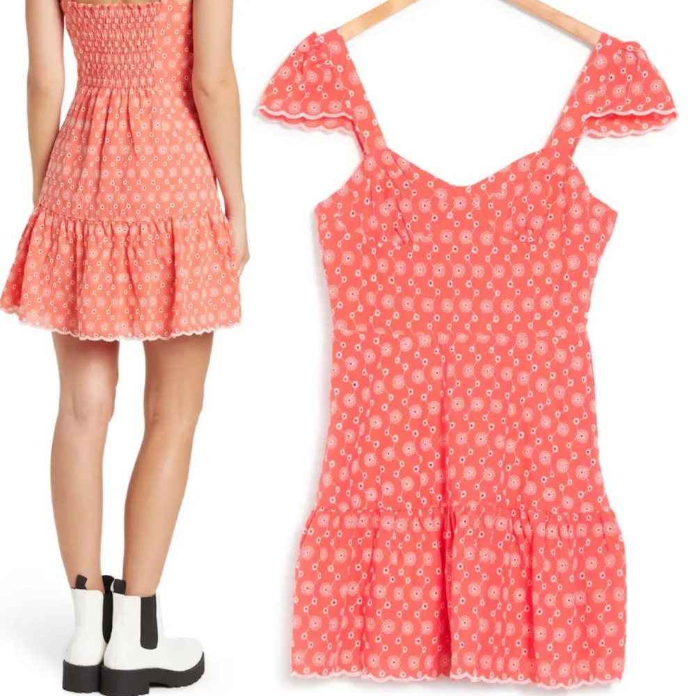 New Betsey Johnson DITSY EYELET BUSTIER MINI DRESS PINK - Picture 4 of 12